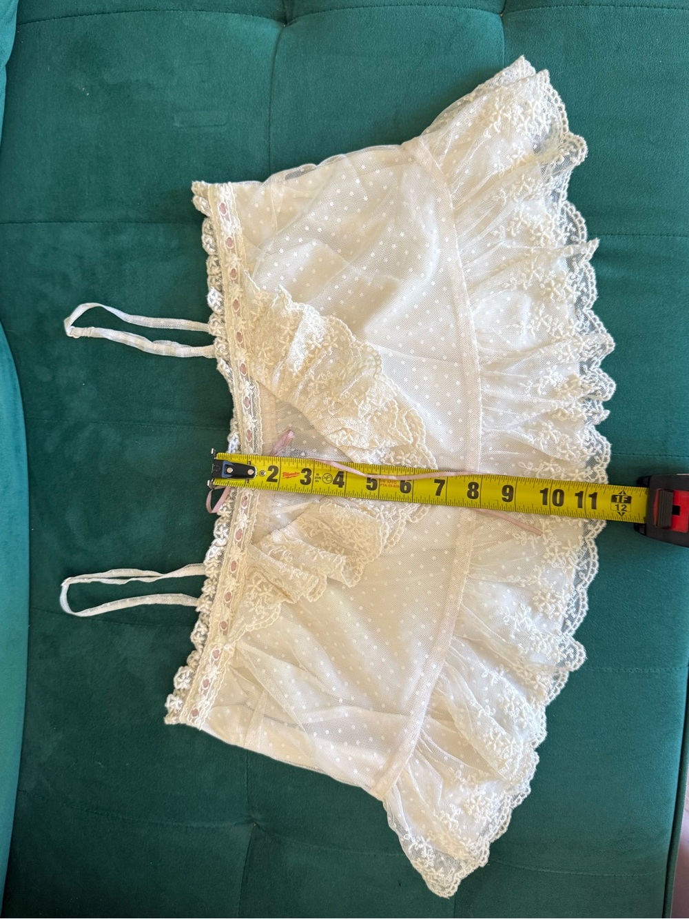 American Eagle Lace Ruffle Cropped Tank Top Small Cottagecore Coquette - Picture 11 of 11
